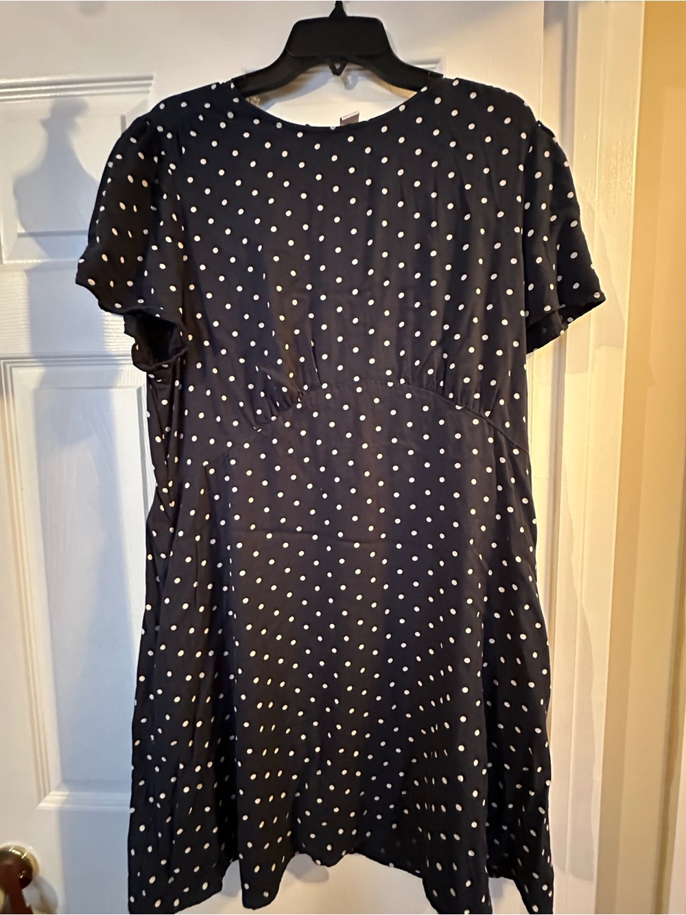 Old Navy Navy and White Polka Dot Short Sleeve Mini Dress